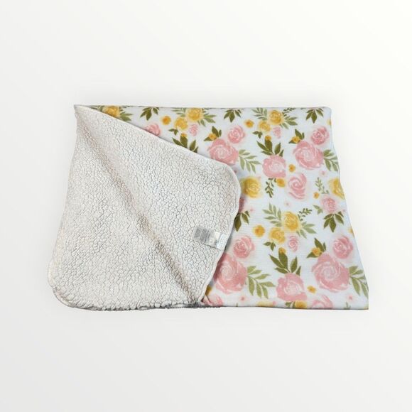 Chick Pea Baby Plush Sherpa Floral Baby Blanket 29" x  38" - Picture 1 of 11
